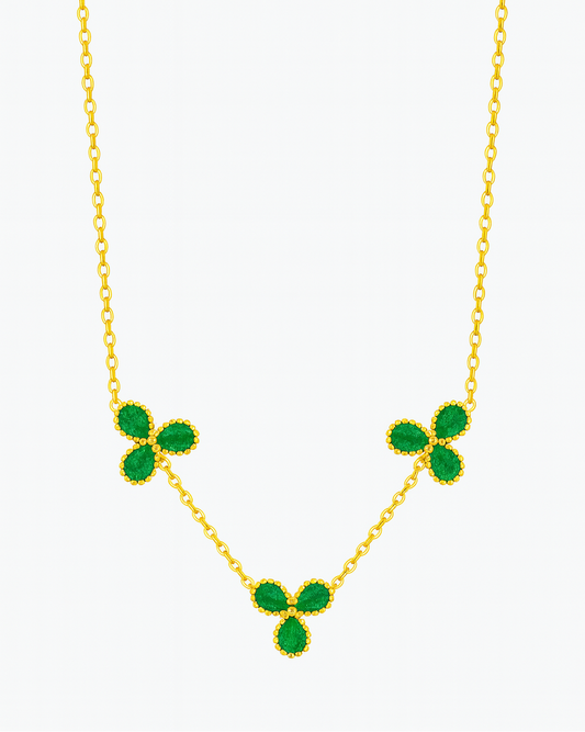 Emerald Petals Necklace – 18K Gold Plated
