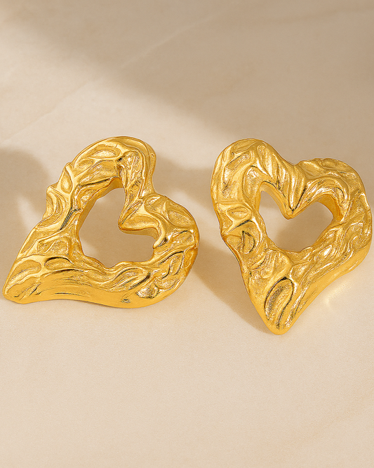 Flame Heart Earrings – 18K Gold Plated
