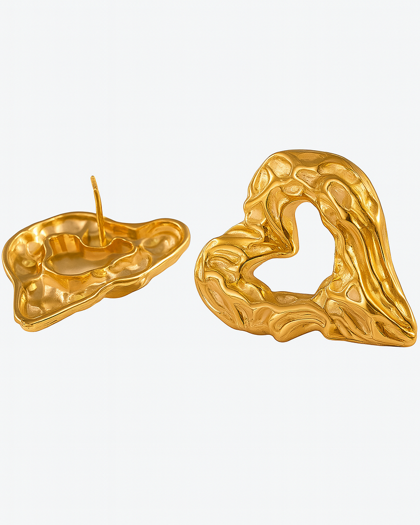 Flame Heart Earrings – 18K Gold Plated
