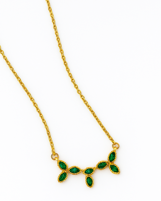 Emerald Bloom Necklace – 18K Gold Plated