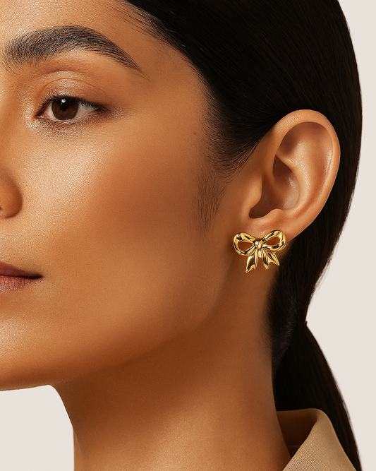 Silken Bow Earrings - 18K Gold Plated