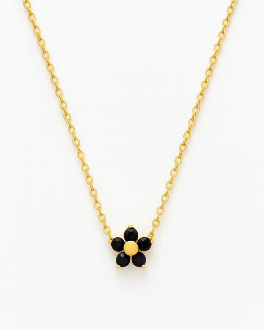 Noir Bloom Necklace – 18K Gold Plated