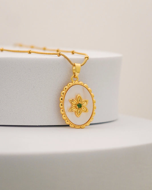 Blossom Medallion Necklace – 18K Gold Plated
