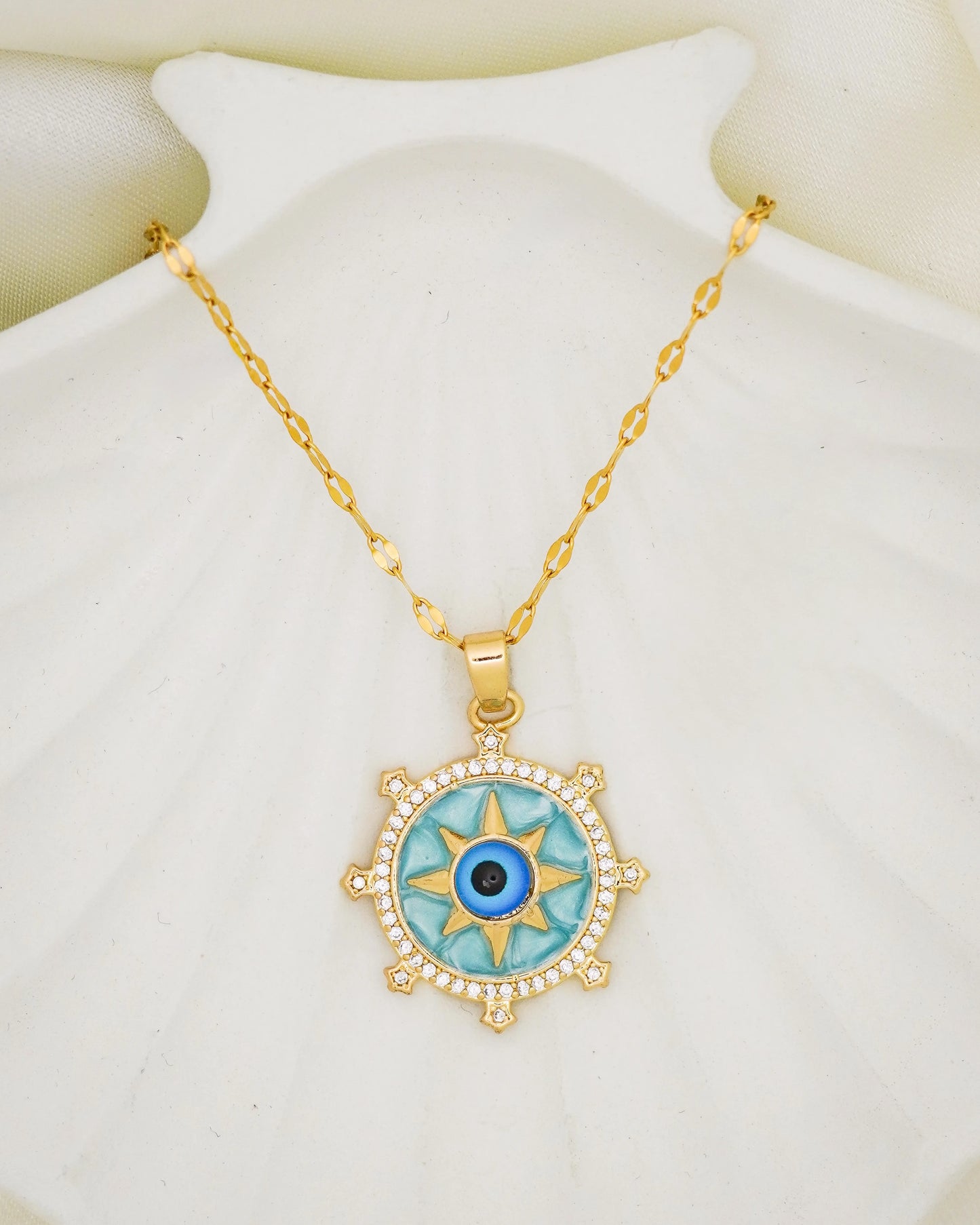 North Star Evil Eye Necklace – 18K Gold Plated