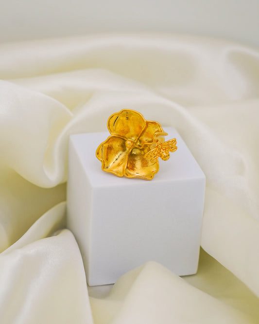 Golden Bloom Adjustable Ring – 18K Gold Plated