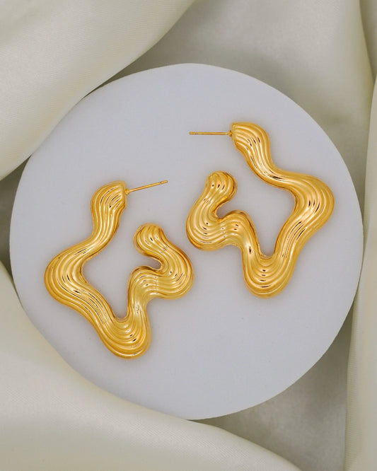 Molten Wave Hoops – 18K Gold Plated