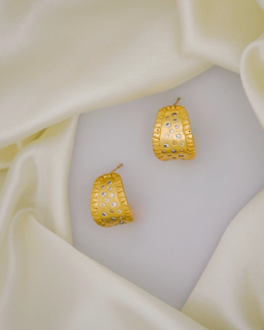 Textura Studded Hoops – 18K Gold Plated