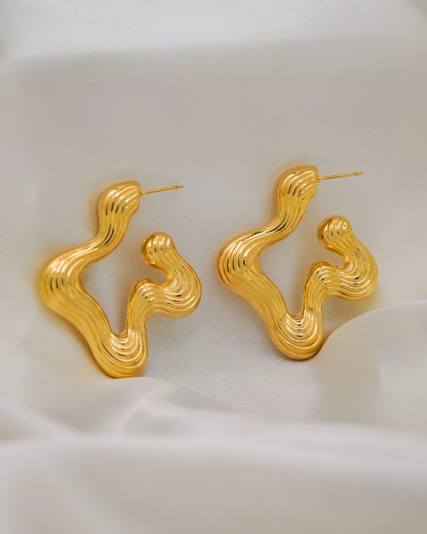 Molten Wave Hoops – 18K Gold Plated