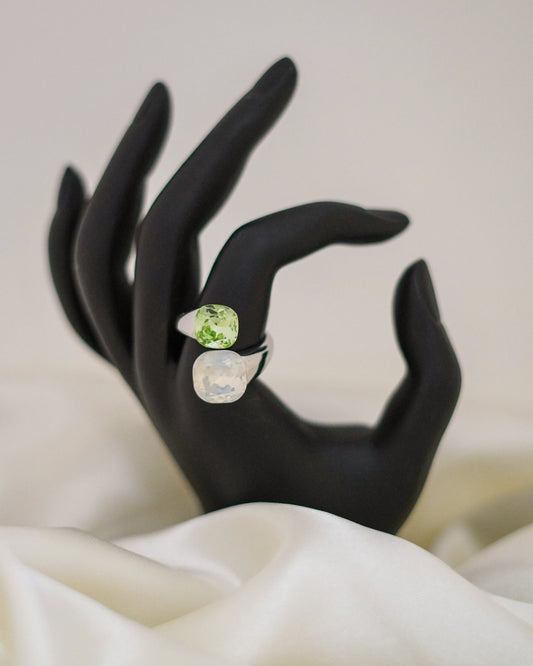 Duo Gemlight Adjustable Ring – Silver Plated