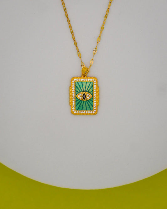 Emerald Eye Necklace – 18K Gold Plated