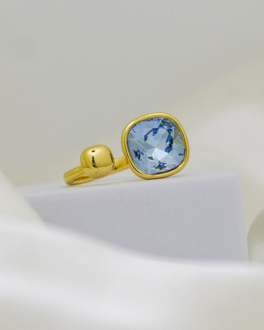 Azure Glow Adjustable Ring – 18K Gold Plated