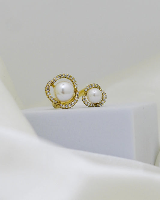 Pearl Elegance Adjustable Ring – 18K Gold Plated