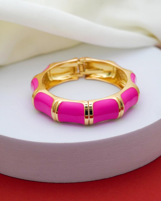 Fuchsia Enamel Bracelet – 18K Gold Plated