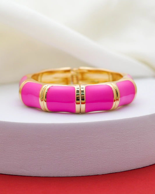 Fuchsia Enamel Bracelet – 18K Gold Plated