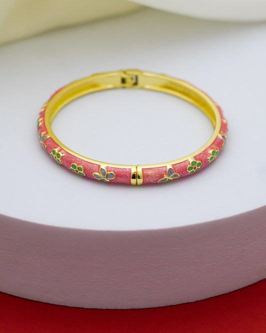 Flora Enamel Bangle – 18K Gold Plated