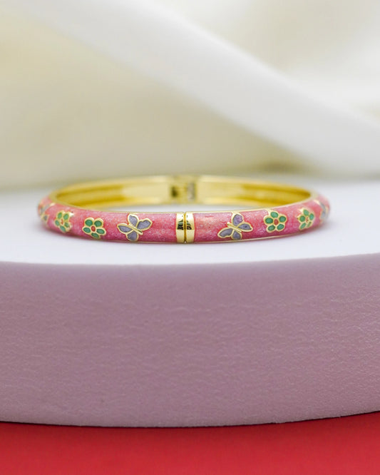 Flora Enamel Bangle – 18K Gold Plated