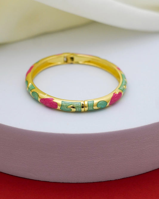 Rosetta Enamel Bangle – 18K Gold Plated
