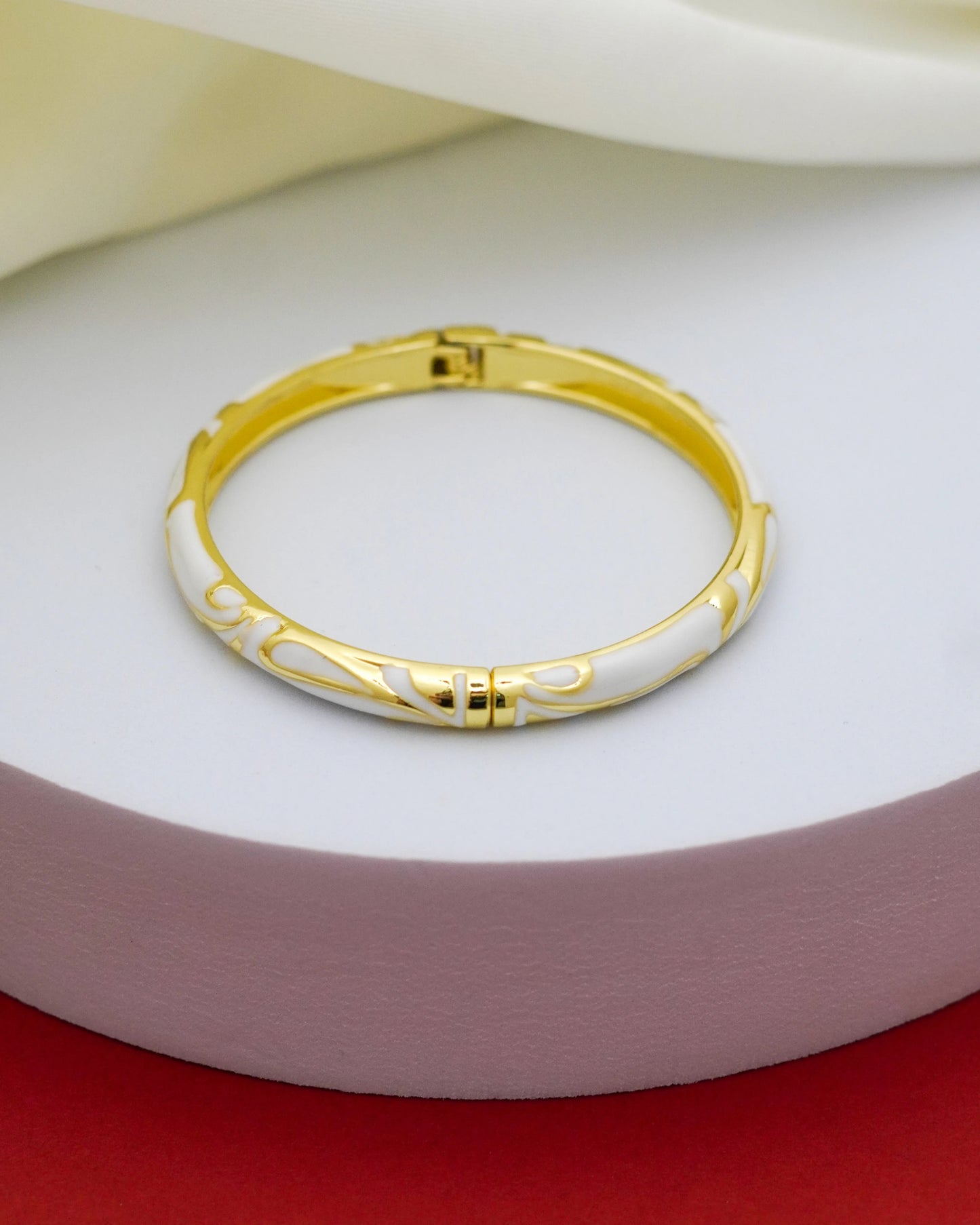 Ivory Enamel Bangle – 18K Gold Plated