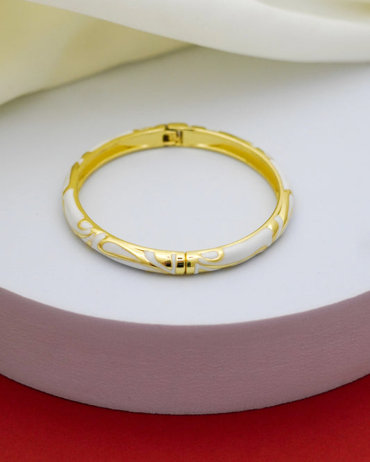 Ivory Enamel Bangle – 18K Gold Plated