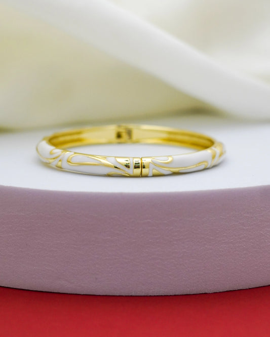 Ivory Enamel Bangle – 18K Gold Plated