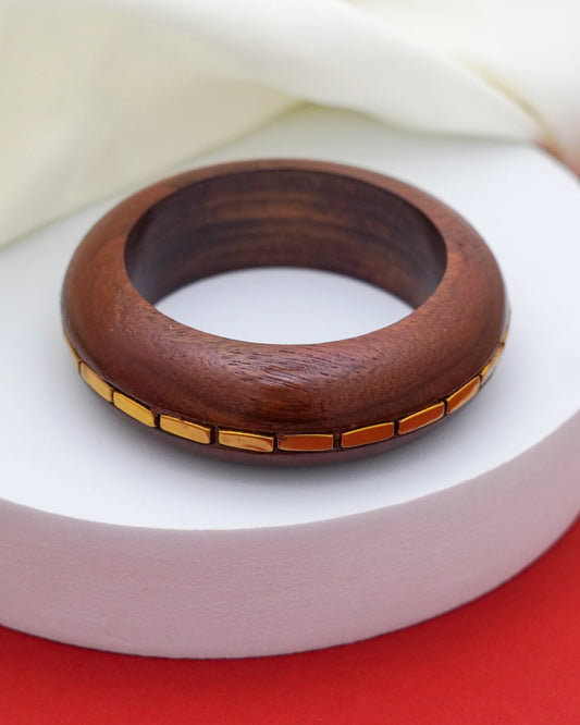 Amara Wood Bracelet – 18K Gold Accents