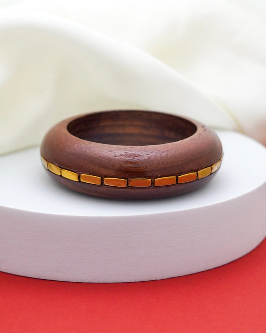 Amara Wood Bracelet – 18K Gold Accents