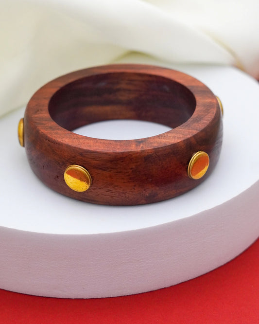 Noor Wood Bracelet – 18K Gold Accents