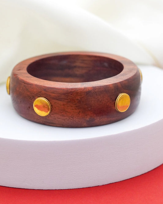 Noor Wood Bracelet – 18K Gold Accents