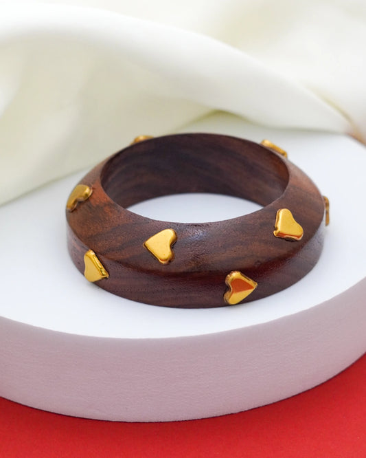 Aira Heart Wood Bracelet – 18K Gold Accents