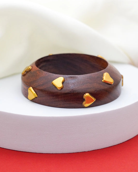 Aira Heart Wood Bracelet – 18K Gold Accents