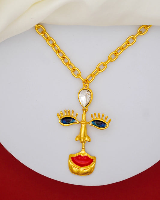 Muse Face Pendant Necklace – 18K Gold Plated
