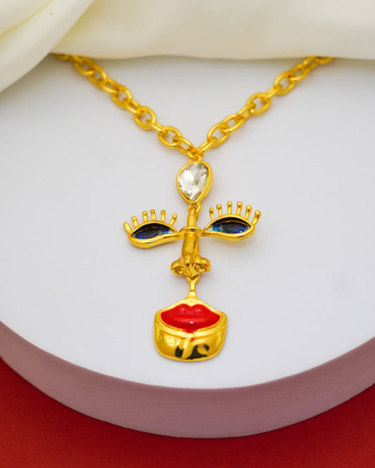 Muse Face Pendant Necklace – 18K Gold Plated
