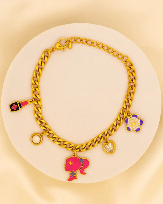 Glam Girl Charm Bracelet - 18K Gold Plated