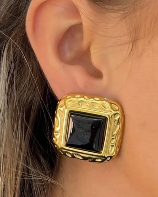 Noir Frame Studs – 18K Gold Plated