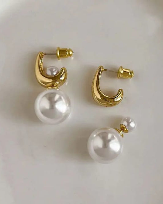 Luna Pearl Drop Earrings – 18K Gold Plated
