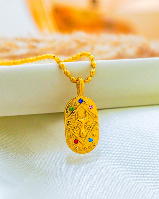 Taurus Zodiac Pendant Necklace - 18K Gold Plated