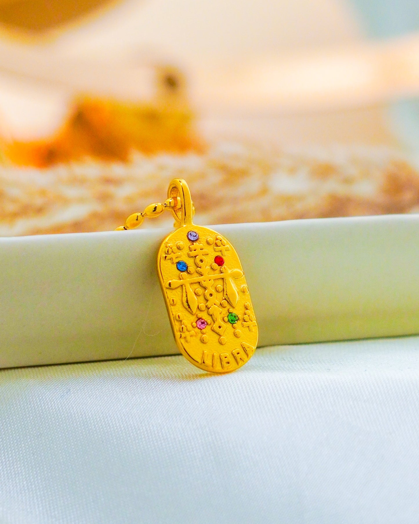 Libra Zodiac Pendant Necklace - 18K Gold Plated