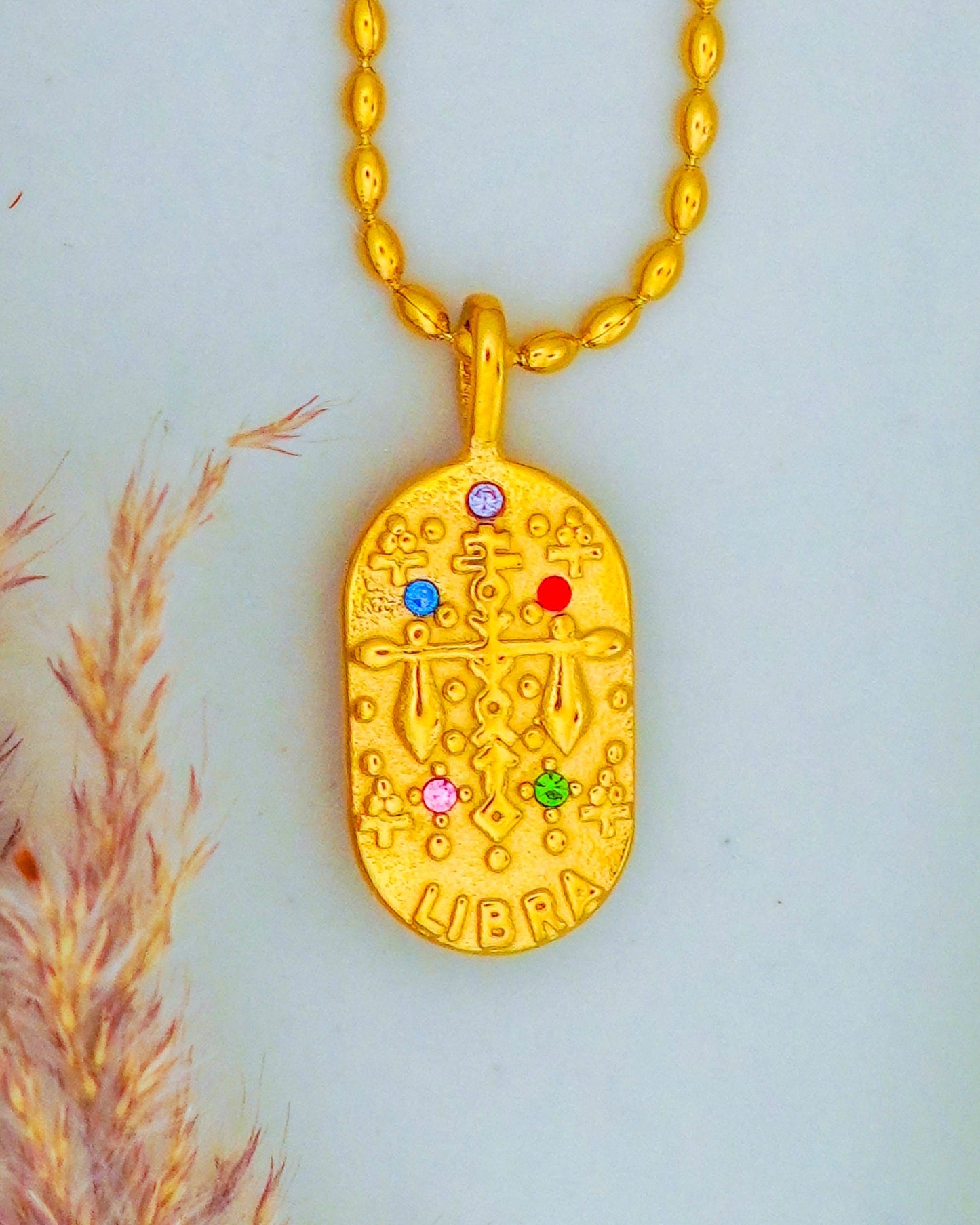 Libra Zodiac Pendant Necklace - 18K Gold Plated