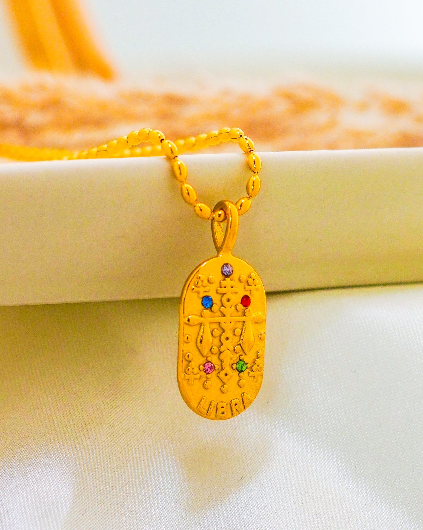 Libra Zodiac Pendant Necklace 18K Gold Plated - Main Image