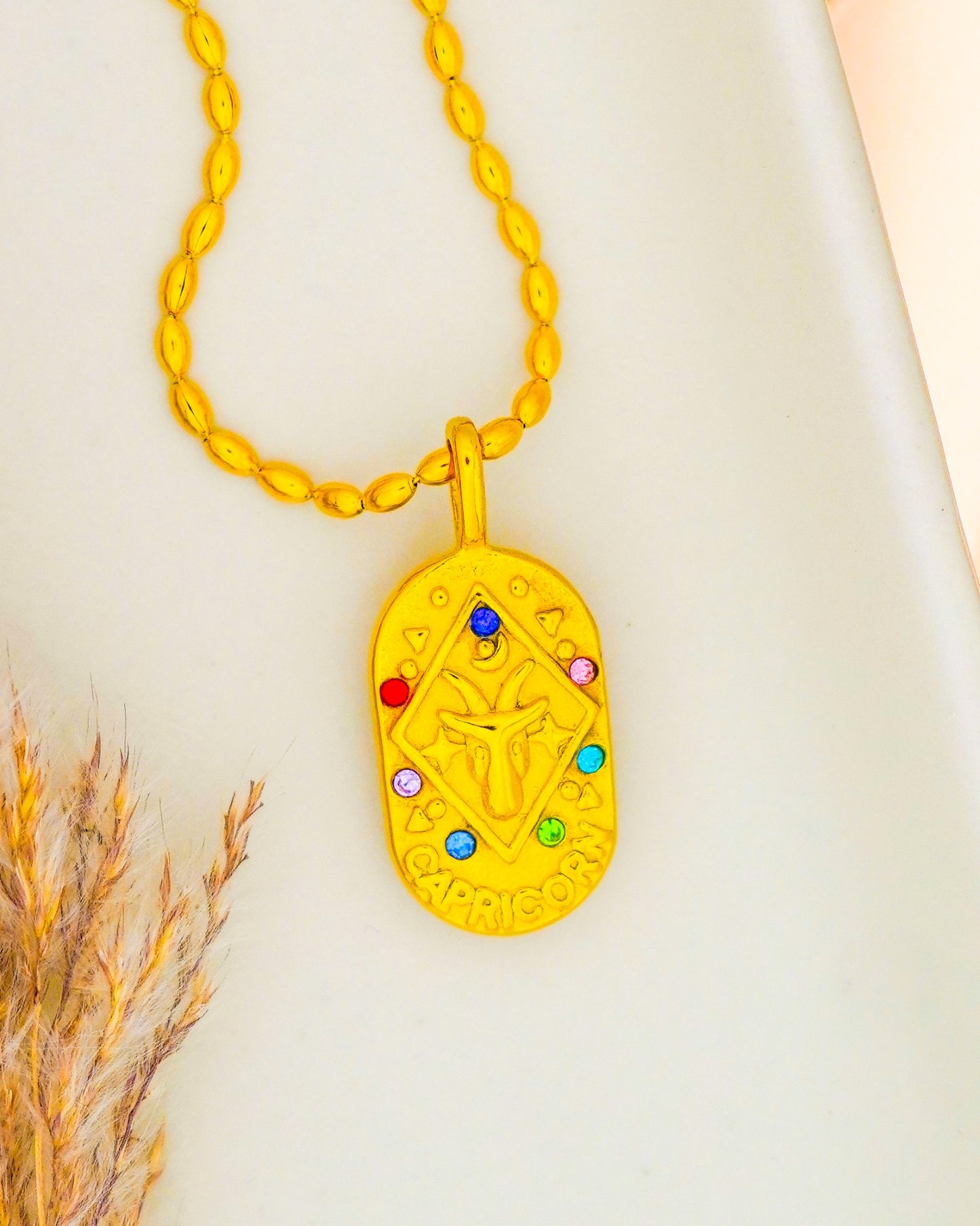Capricorn Zodiac Pendant Necklace - 18K Gold Plated