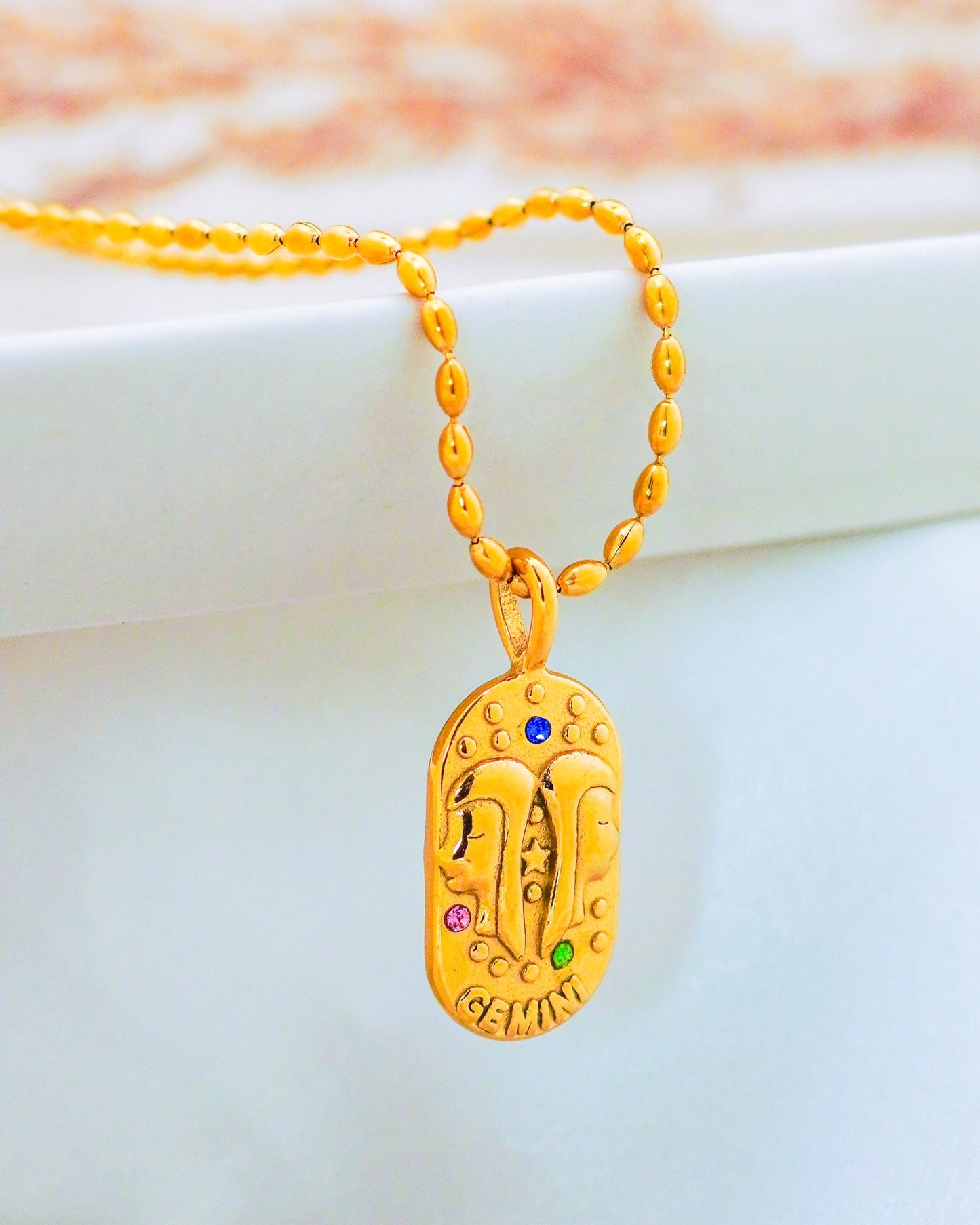 Gemini Zodiac Pendant Necklace - 18K Gold Plated