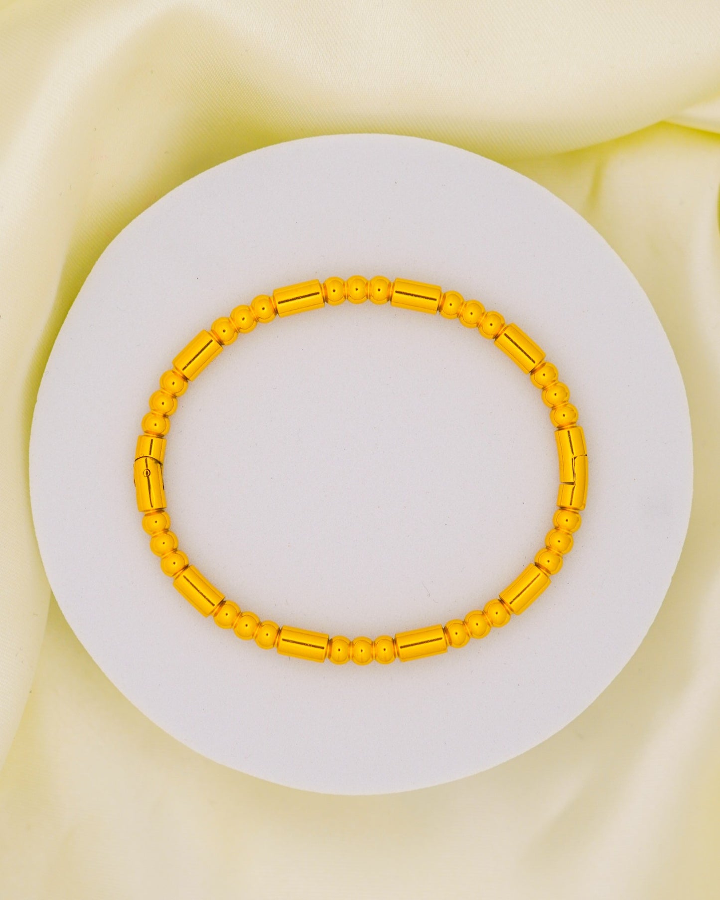 Golden Beaded Bracelet - 18K Gold Plated