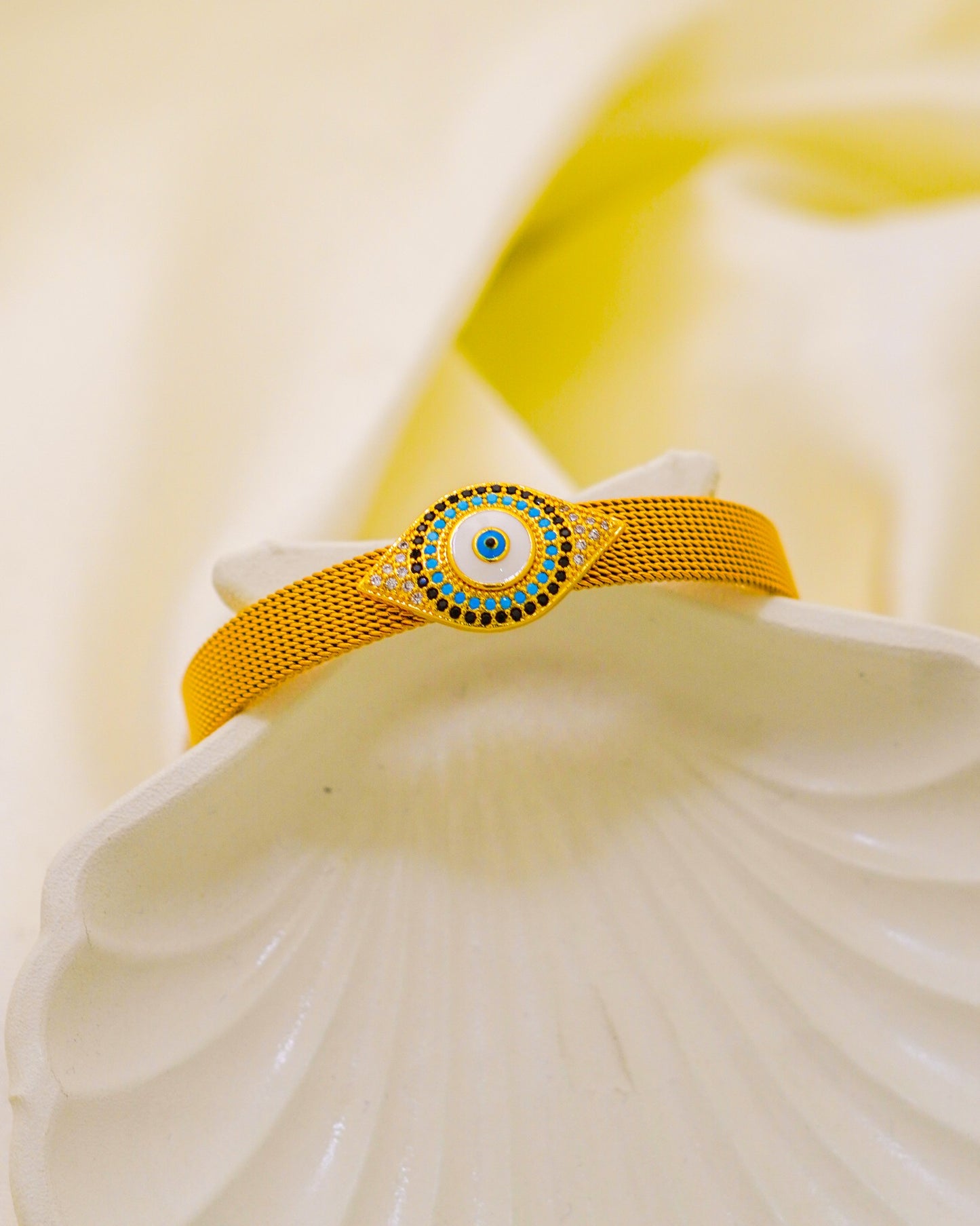 Crystal Evil Eye Belt Bracelet - 18K Gold Plated