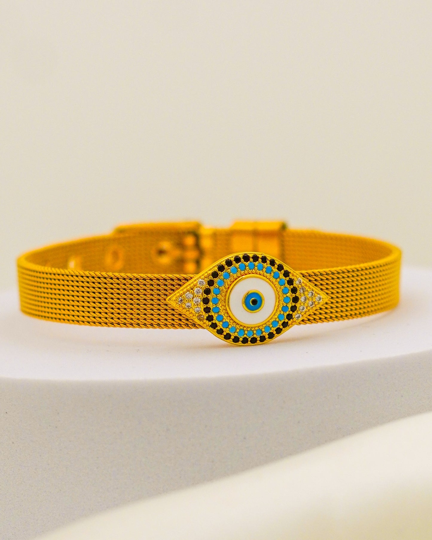 Crystal Evil Eye Belt Bracelet - 18K Gold Plated