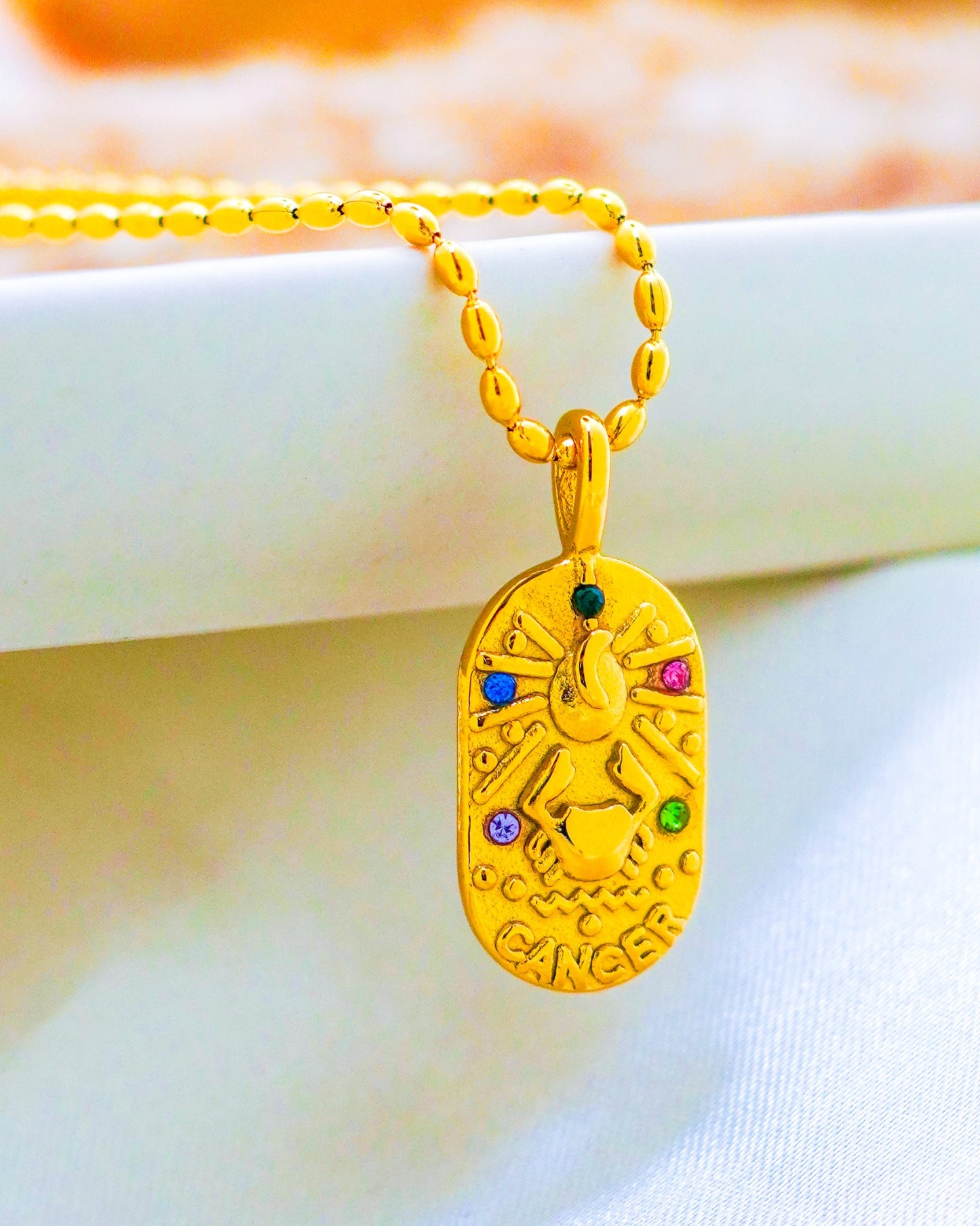 Cancer Zodiac Pendant Necklace - 18K Gold Plated
