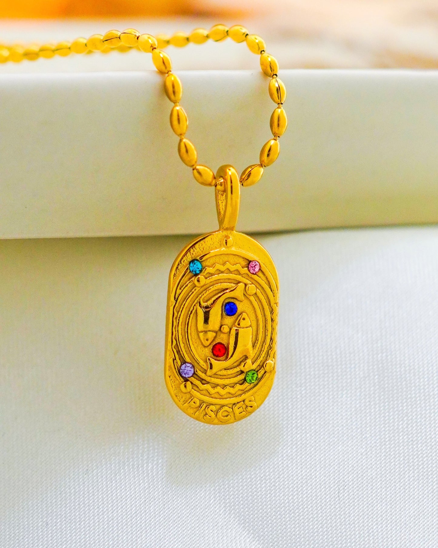 Pisces Zodiac Pendant Necklace - 18K Gold Plated
