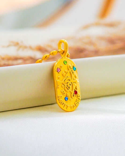 Sagittarius Zodiac Pendant Necklace - 18K Gold Plated