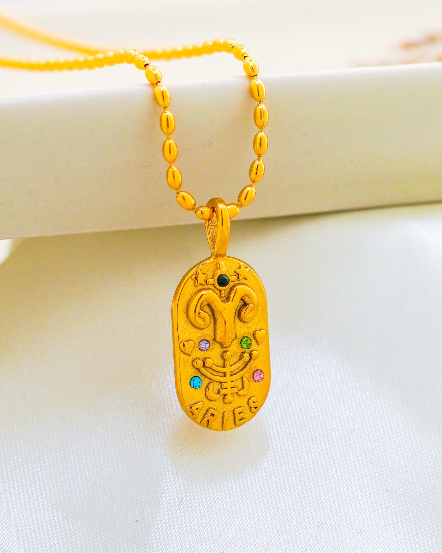 Aries Zodiac Pendant Necklace - 18K Gold Plated