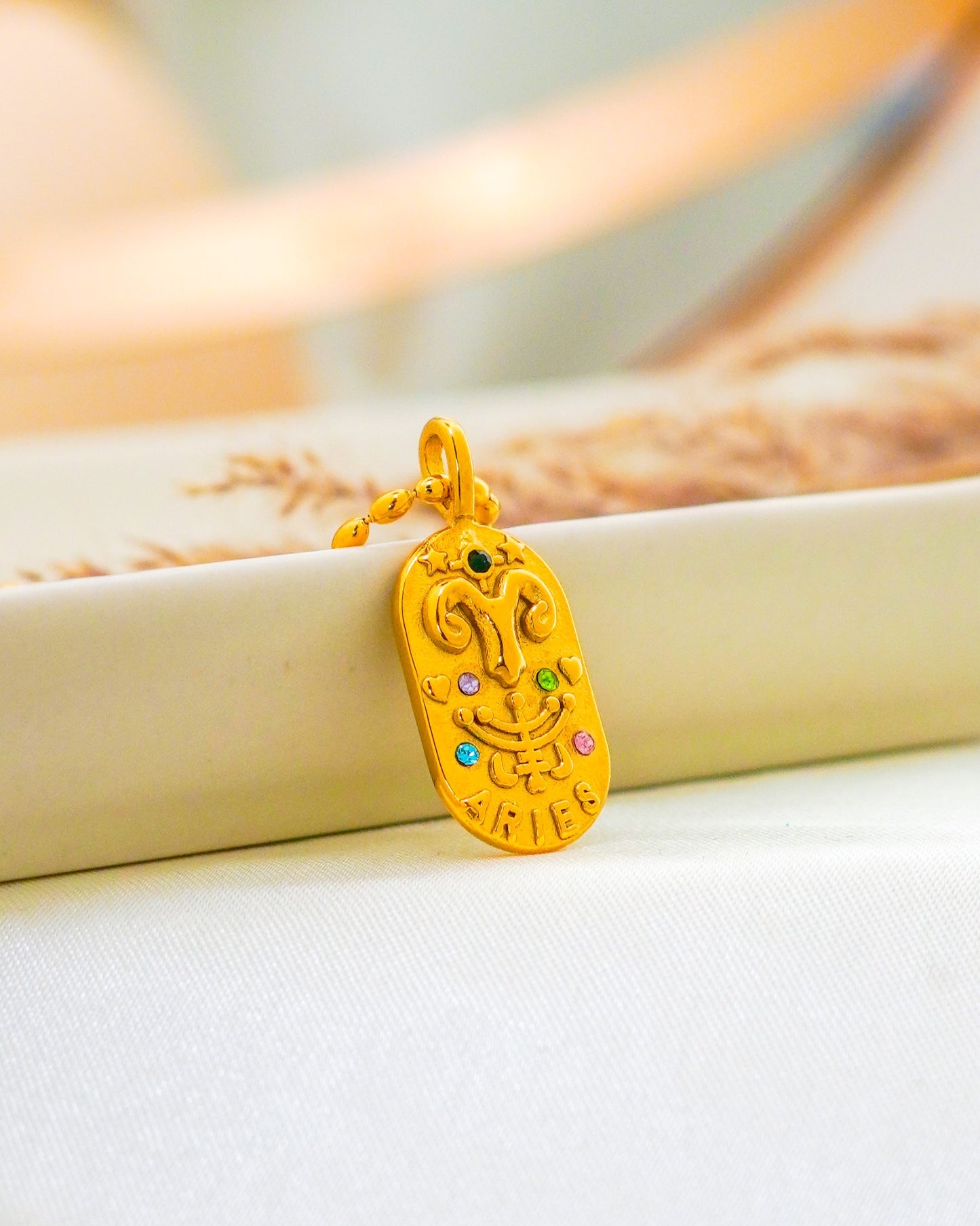 Aries Zodiac Pendant Necklace - 18K Gold Plated