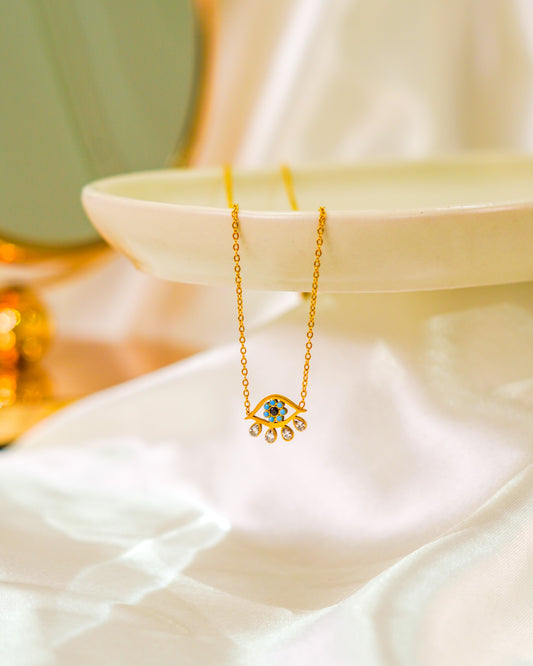 Mystic Glow Evil Eye Necklace - 18K Gold Plated